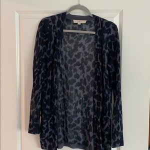 Navy leopard print cartigan. 55% Ramie 45% Rayon